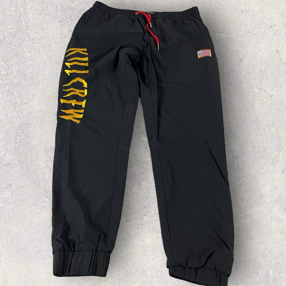 Kill Crew Joggers Pants Men’s Large Embroidered Pants Black Gym E278
